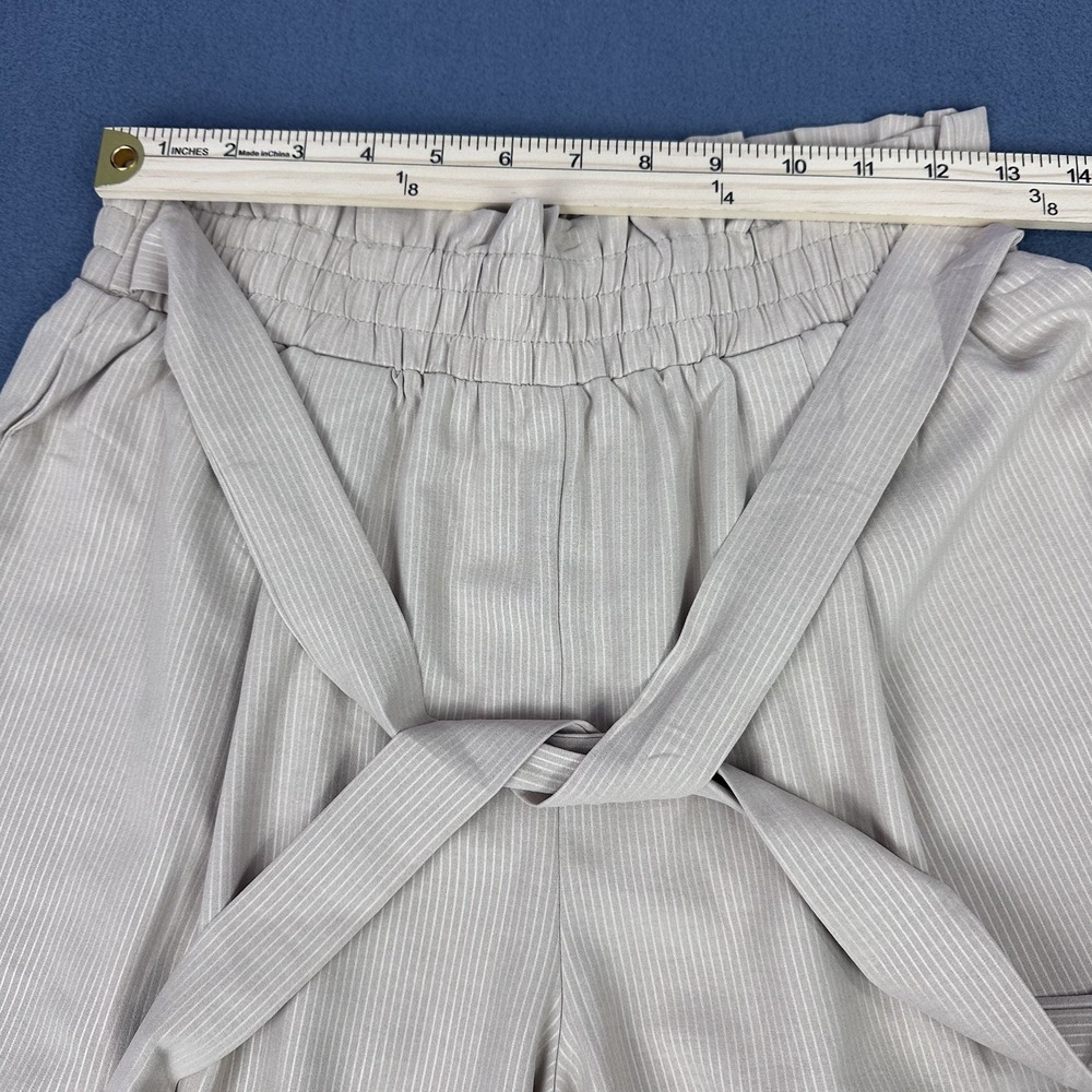 Unbranded Women's Beige Wide Leg Pants M High Rise Tie Waist Pull On - Picture 4 of 7
